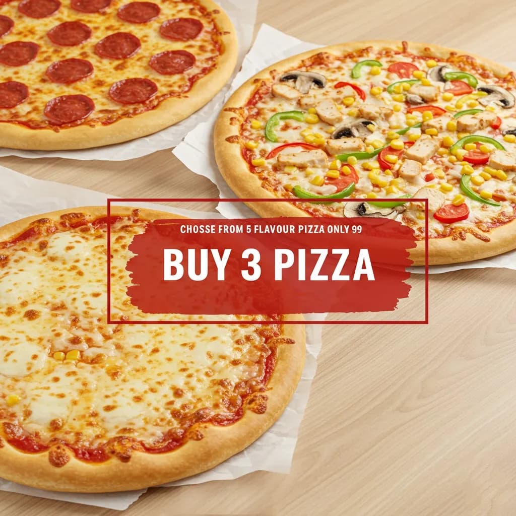 3 Medium Size Pizza
